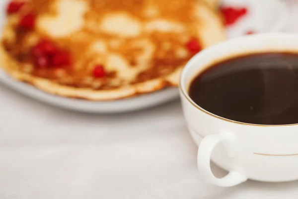 Tasty Pancakes Syrup Close — Stock Photo, Image