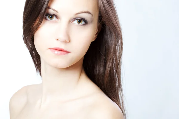 Vacker Hälsa Kvinna Ansikte Med Ren Renhet Hud — Stockfoto
