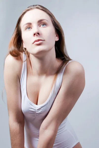 Mooie Gezondheid Vrouw Gezicht Met Schone Zuivere Huid — Stockfoto