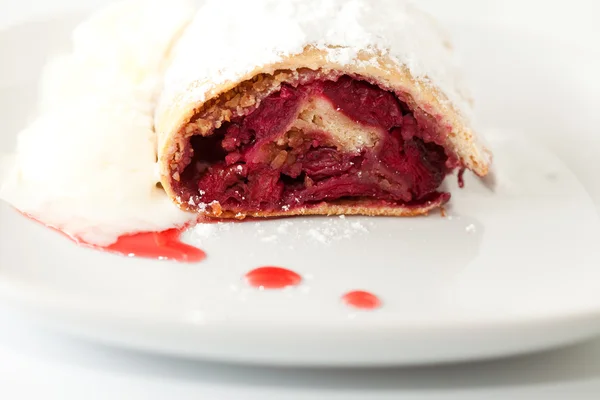 stock image Cherry strudel closeup