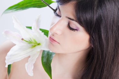 Beautiful woman with lily clipart