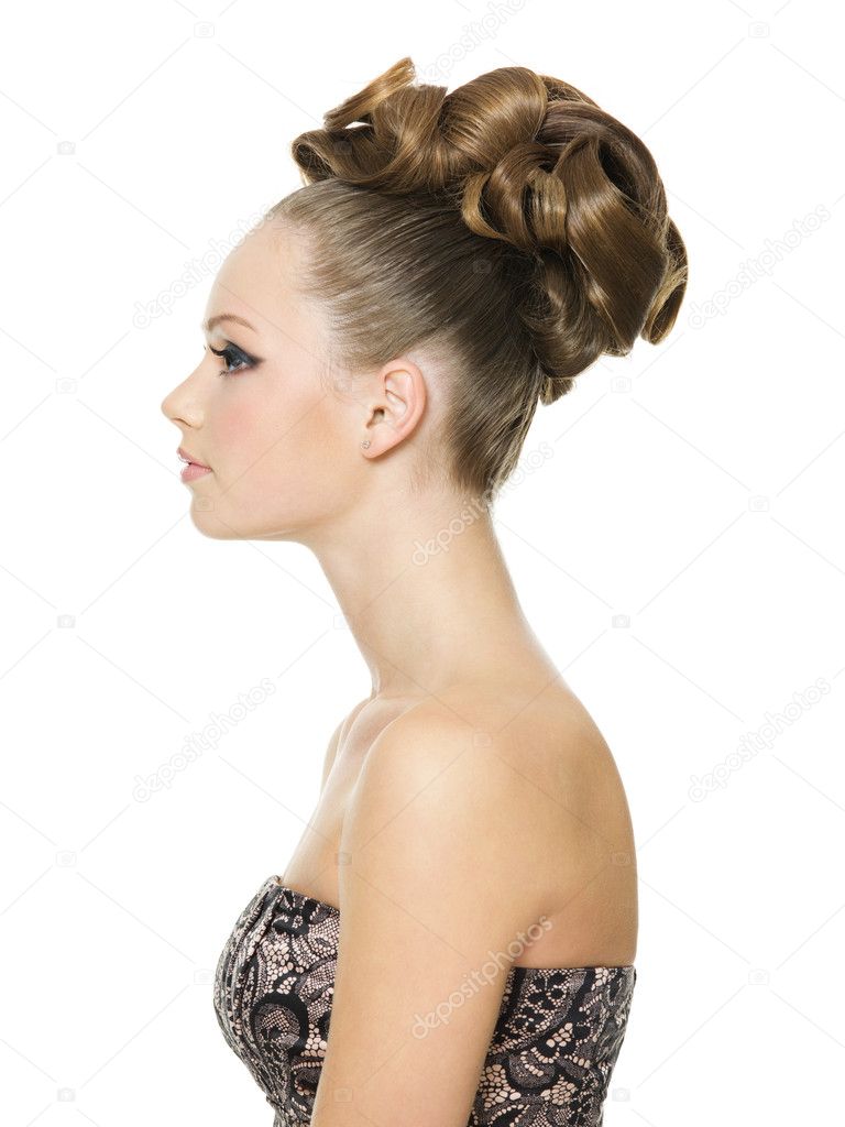 Beautiful teenager girl with creative hairstyle — Stock Photo ...