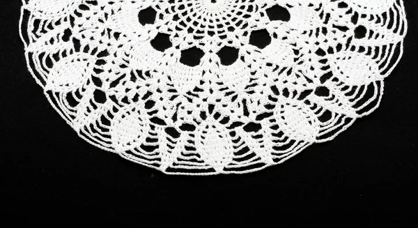 White lace on the black background — Stock Photo, Image
