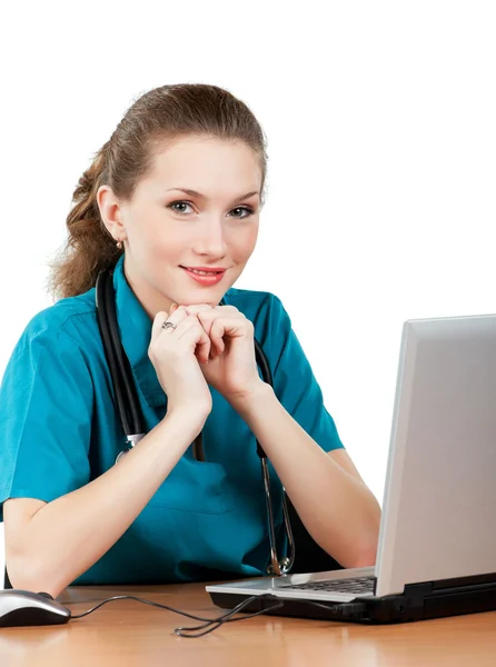 Médico com laptop — Fotografia de Stock