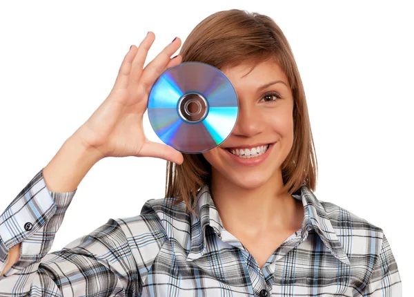 Девушка с диском — стоковое фото