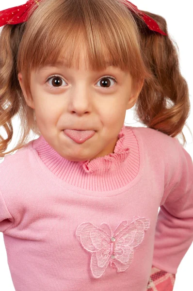 Girl showing tongue — Stock Photo, Image