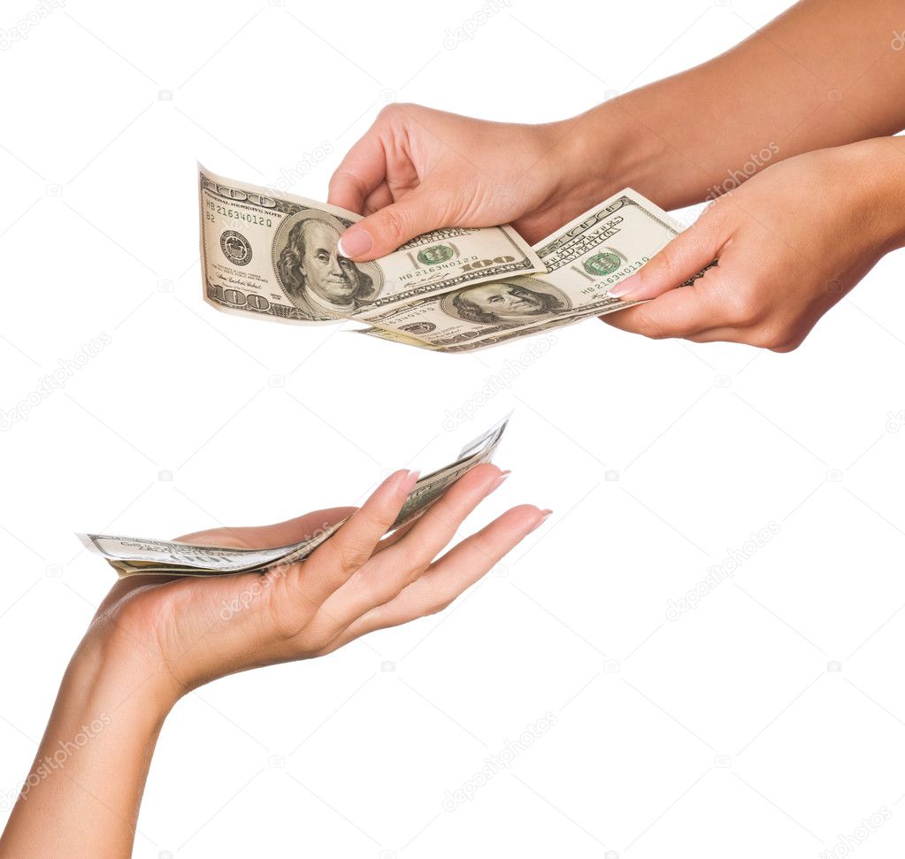 Hands with dollars