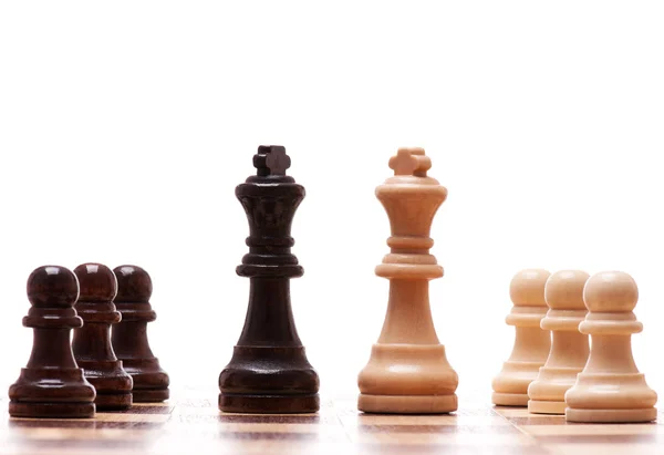 stock image Black and white chess pieces isolated on a white background