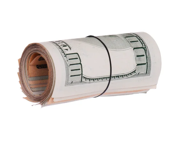 Beyaz Bir Arka Plan Üzerinde Izole Banknotlar Rulo — Stok fotoğraf