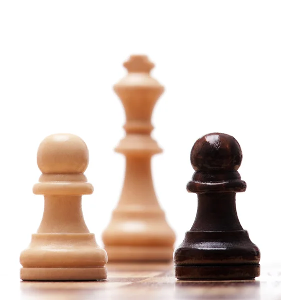 Schwarz Weiße Schachfiguren Isoliert Auf Weißem Hintergrund — Stockfoto