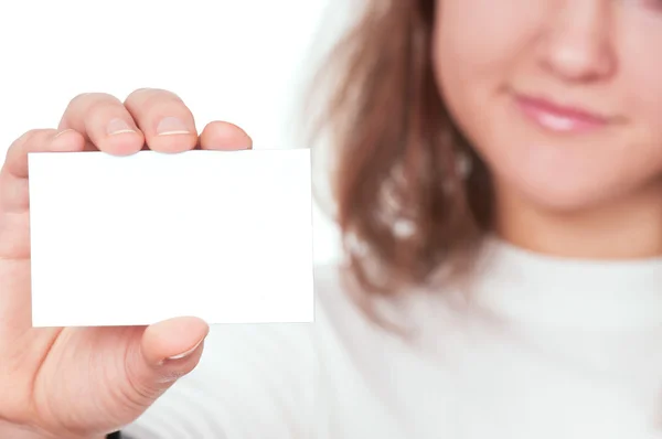 Young Beautiful Businesswoman Holding Empty White Board — Stock Photo, Image