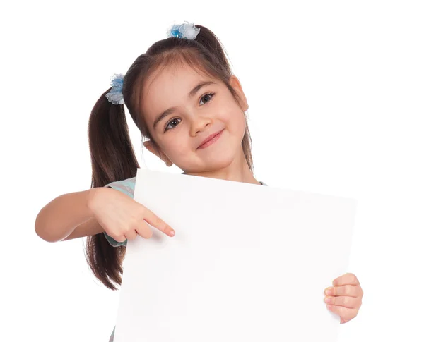 Girl with white board — Stock Photo, Image