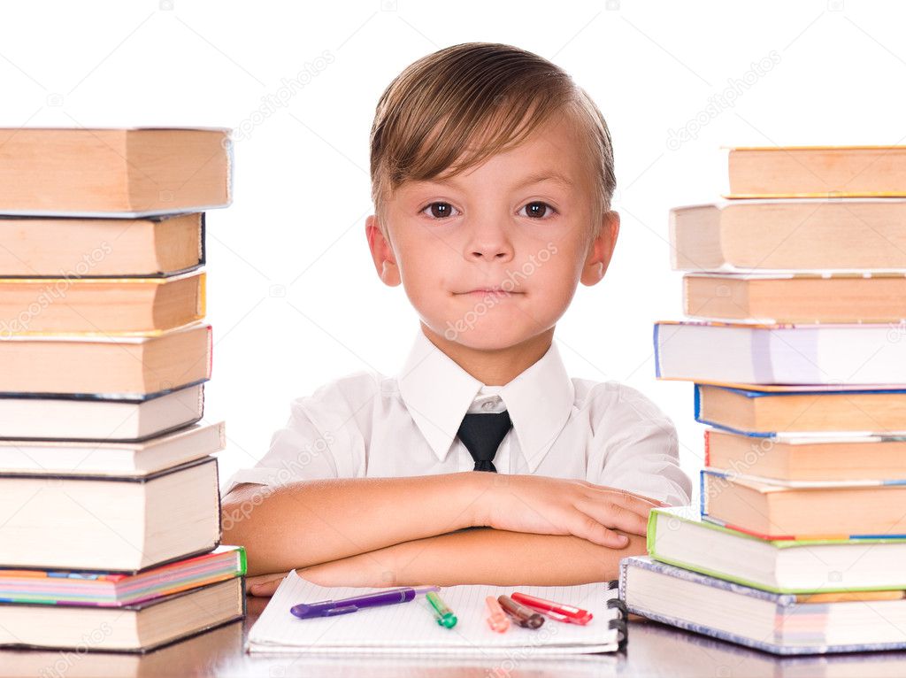 Boy with books