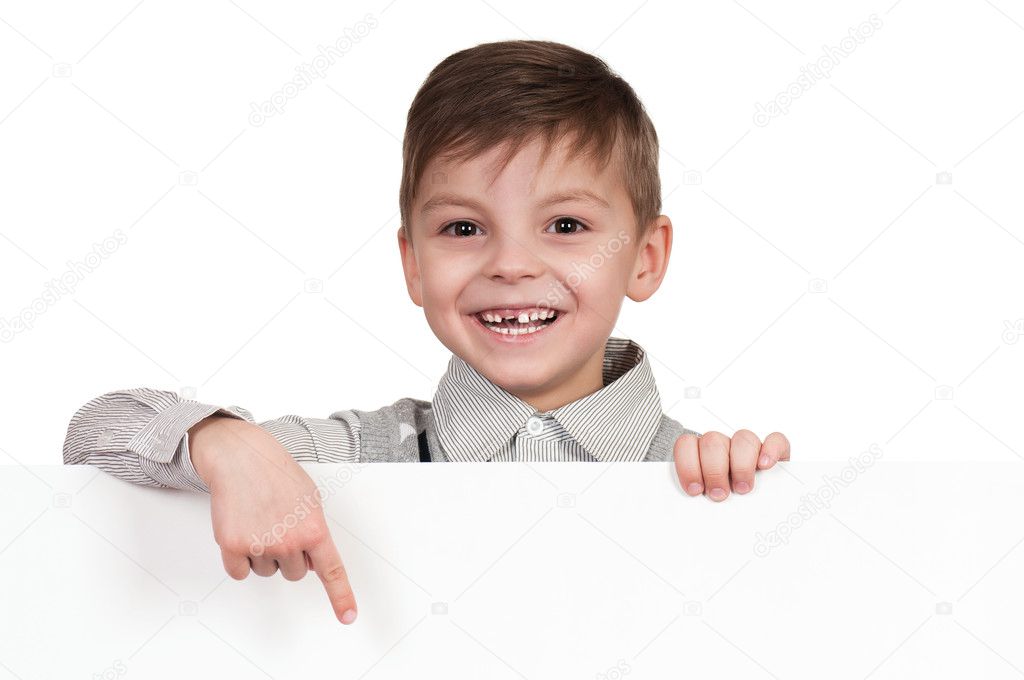 Boy with white board