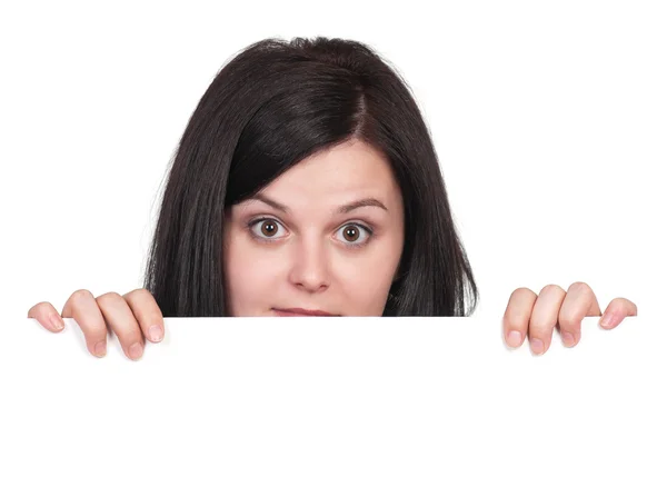 Young woman with blank — Stock Photo, Image