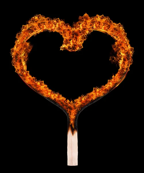 Verbranntes Streichholz in Herzform — Stockfoto