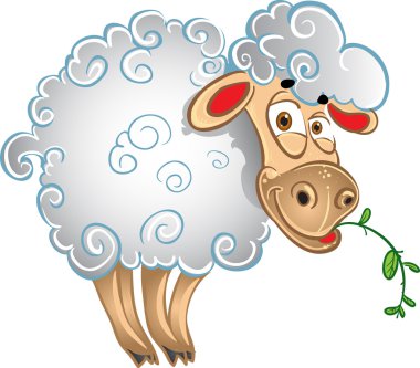 Bright sheep with blade of grass clipart