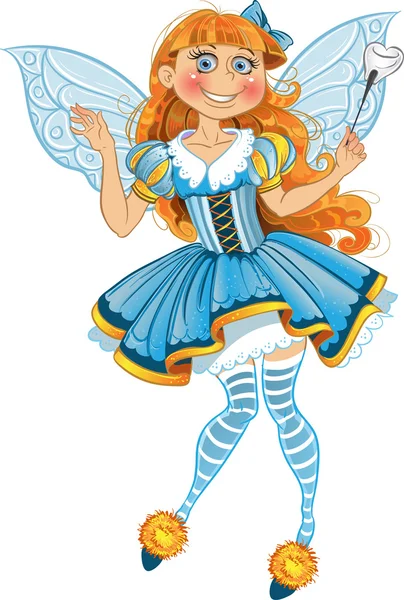 Little tooth fairy with wings — Stock Vector