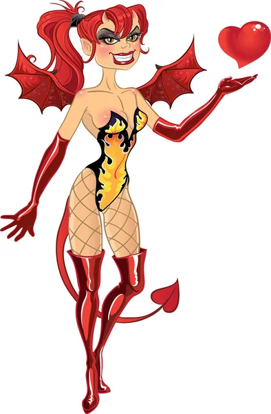 Diable rouge-fille — Image vectorielle