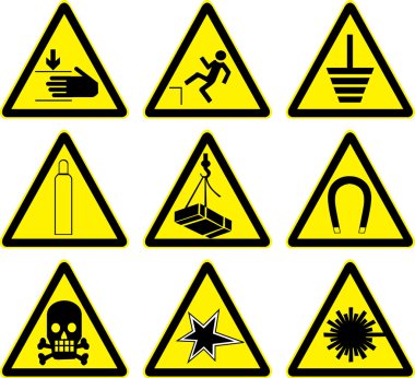 Warning signs set of batch 1. vector clipart