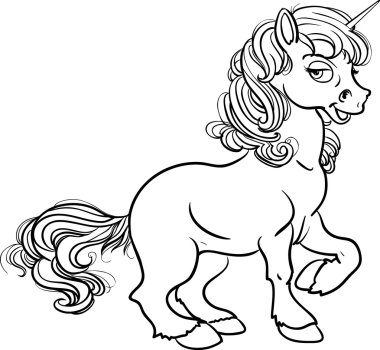 Pretty fabulous unicorn black outline for coloring clipart