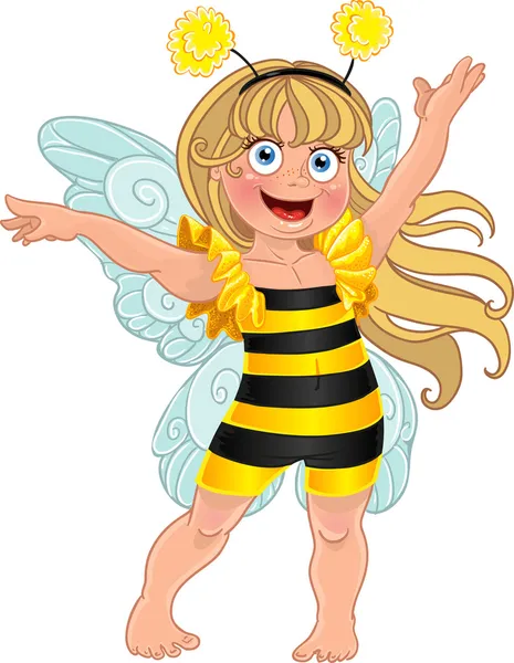 Klein Meisje Carnaval Pak Bee — Stockvector