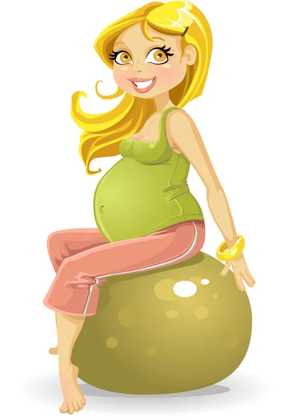 Pregnant woman at gym ball — Stockvector