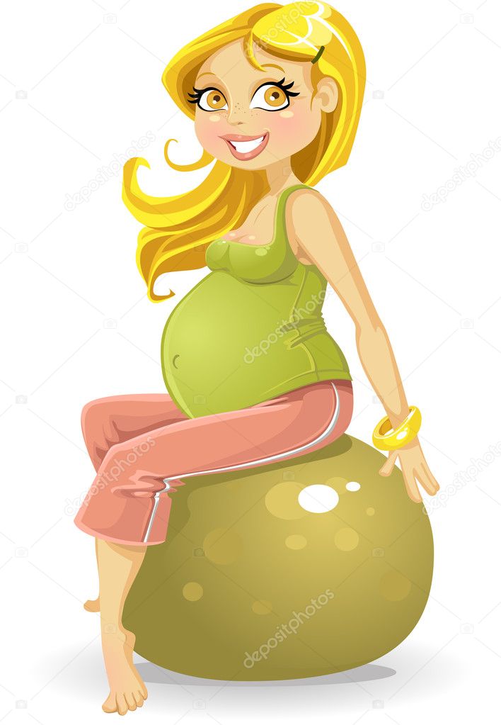 Pregnant woman at gym ball