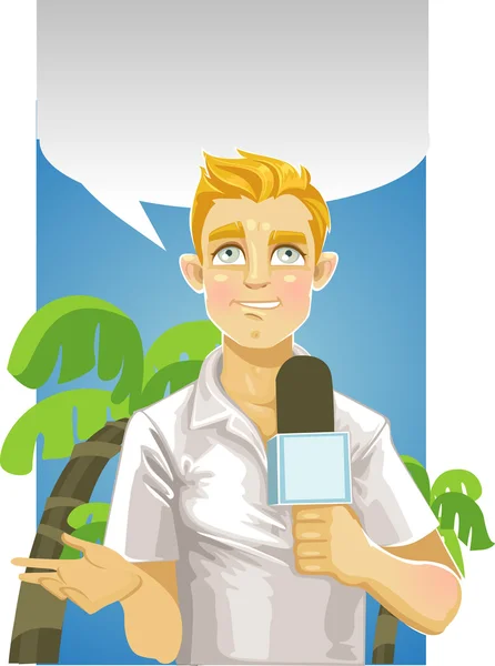 Young reporter men on south background — Stock Vector