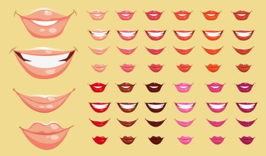 Set of color vector lips clipart