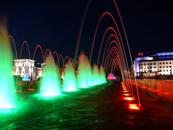 Колір фонтани в Казані. Нічний погляд Стокове Зображення