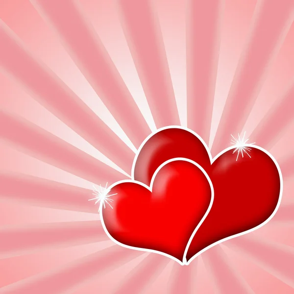 Röda Hjärtan Par Kärlek Över Rosa Anbud Glänsande Bakgrund — Stockfoto
