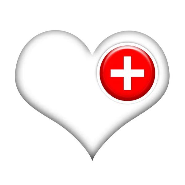 Hart Met Medische Kruis Geïsoleerd Witte Achtergrond — Stockfoto