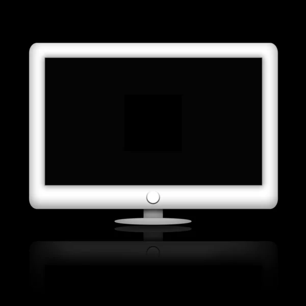 Eleganter Moderner Weißer Fernseher Oder Computermonitor Vor Schwarzem Hintergrund — Stockfoto