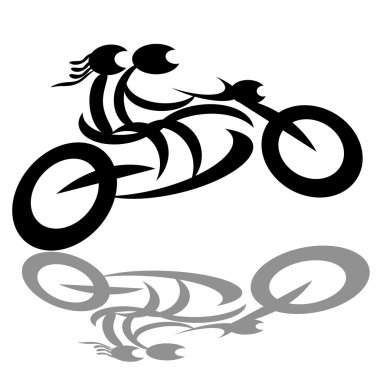 Bikers couple on motorcycle clipart