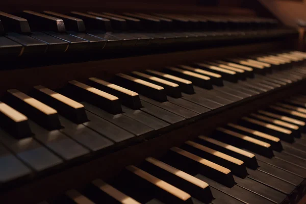 stock image Keyboards and keys of organ close-up. Perspective