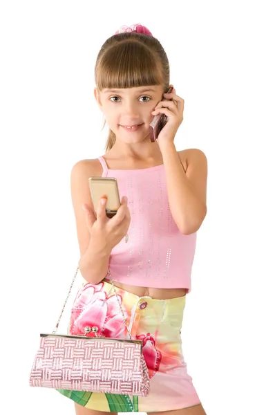 Das Mädchen mit der rosa Handtasche — Stockfoto