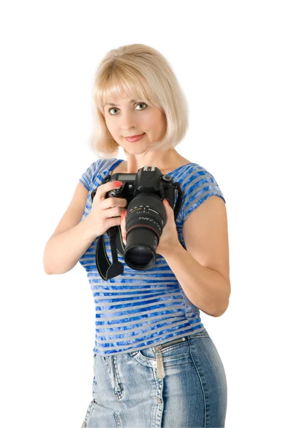 Женщина - фотограф — стоковое фото