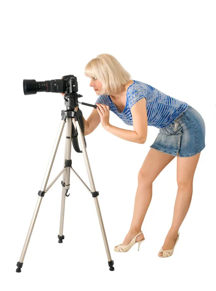 The lady - photographer — Stock Photo, Image