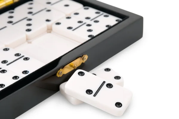 Casket with dominoes — Stock Photo, Image