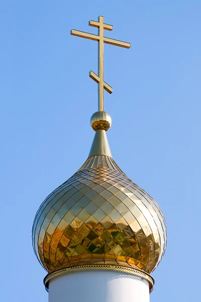 Dome Church Cross Photographed Background Blue Sky — Stock Photo, Image