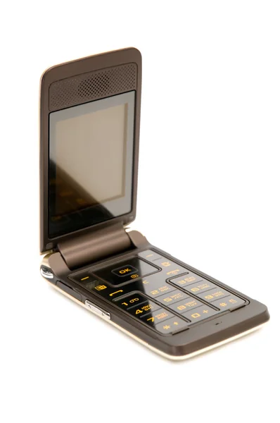 Telefon Komórkowy Jest Fotografowane Makro Białym Tle — Zdjęcie stockowe