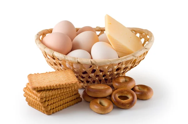 Eggs, cheese, pastry — Stock Photo, Image