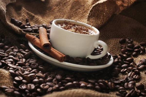 Cup Coffee Cream Cinnamon — Stock Photo, Image