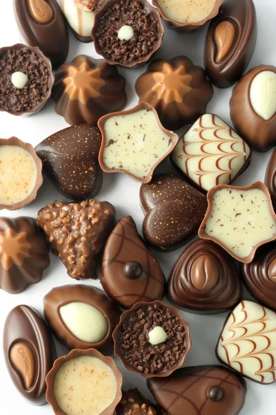 Coleção Belos Doces Chocolate Deliciosos Isolados Fundo Branco — Fotografia de Stock