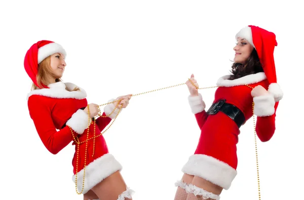 Two sexual girls in Christmas clothes . — Stock Photo, Image