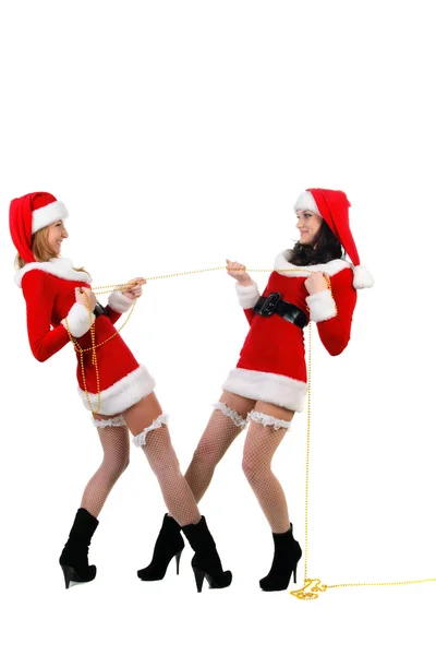 Duas garotas sexuais em roupas de Natal . — Fotografia de Stock