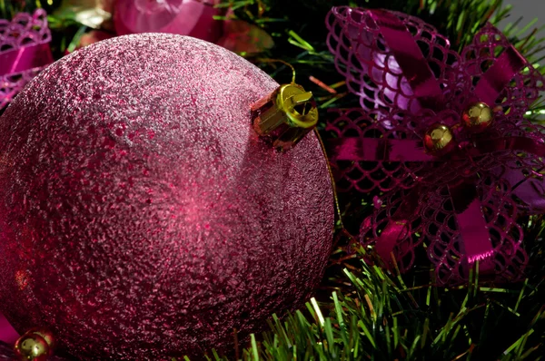 Christmas background with red bauble . — Stock Photo, Image