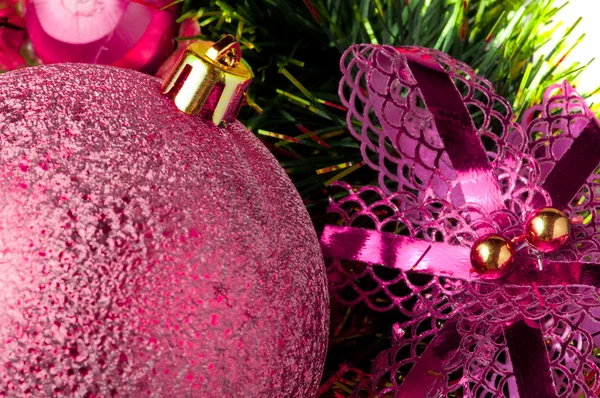 Christmas background with red bauble . — Stock Photo, Image