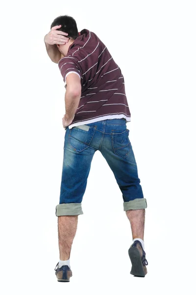 Young man dancing. Rear view. — Stock Photo, Image